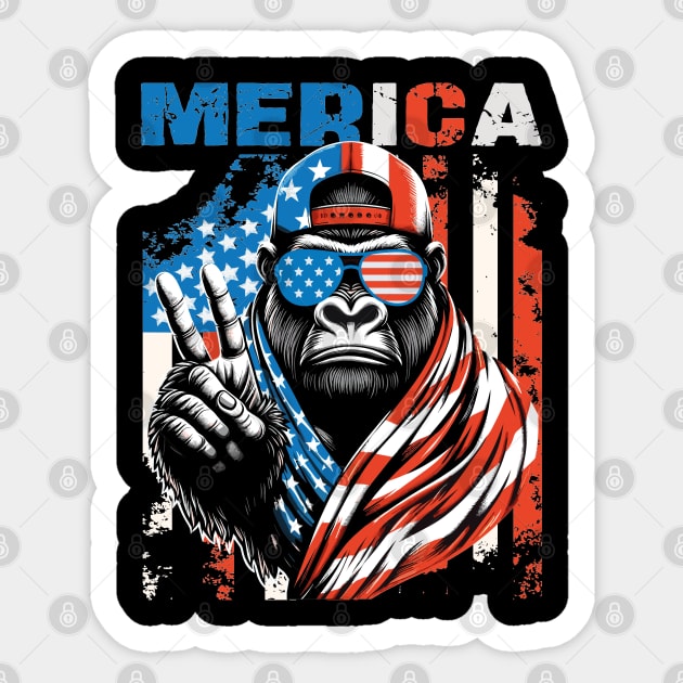 Bigfoot Sasquatch 4th of July Merica Sticker by JessArty